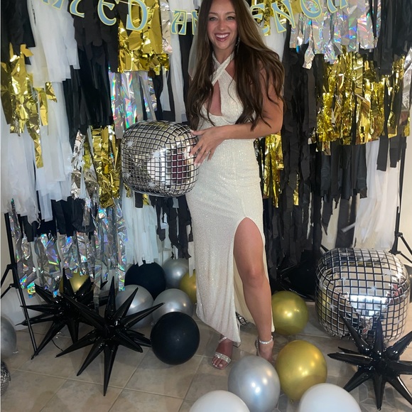 FIERY SOUL MAXI SEQUIN HALTER DRESS CREAM - Picture 8 of 8